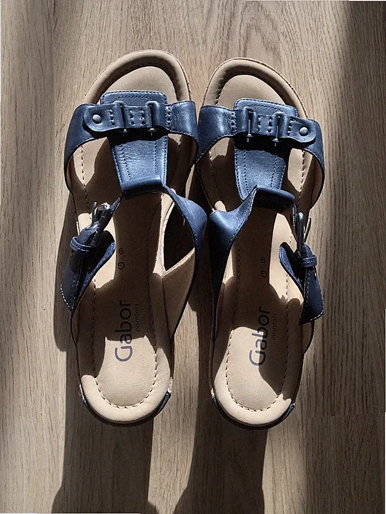 Gabor Schuhe Gr.9/43 NEU Echt Leder Keilabsatz Sandalen