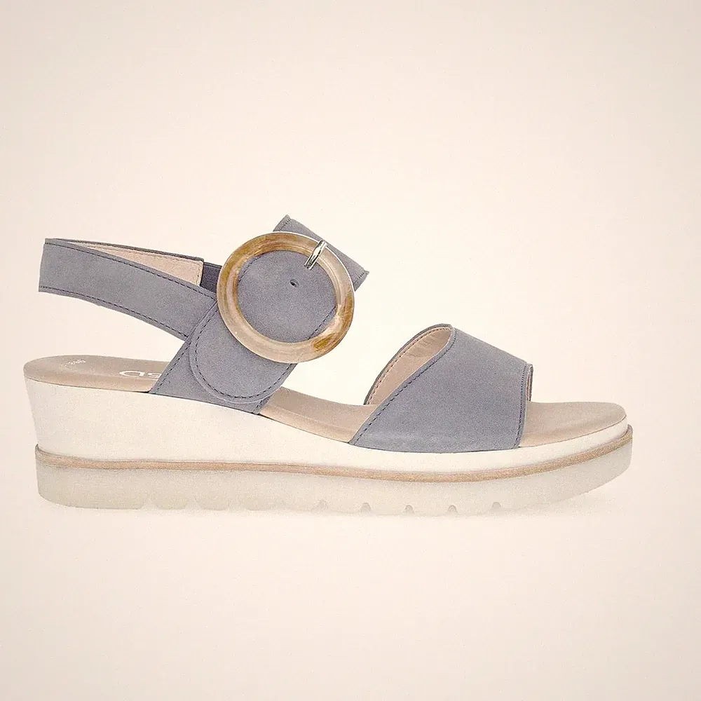 Gabor Soft Jeans Veloursleder, Keilabsatz, verstellbare Sandale 24.645 Yeo