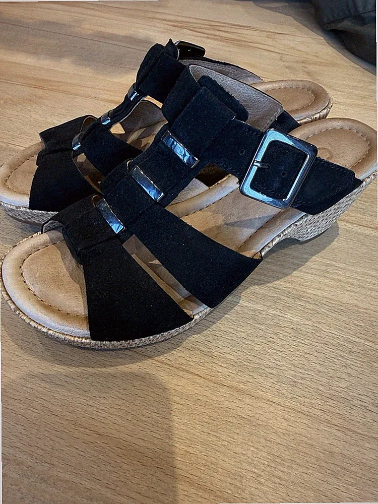 Gabor Sommerschuh Sandale Keilabsatz Pumps Schwarz Mit Riemchen Gr. 5 38