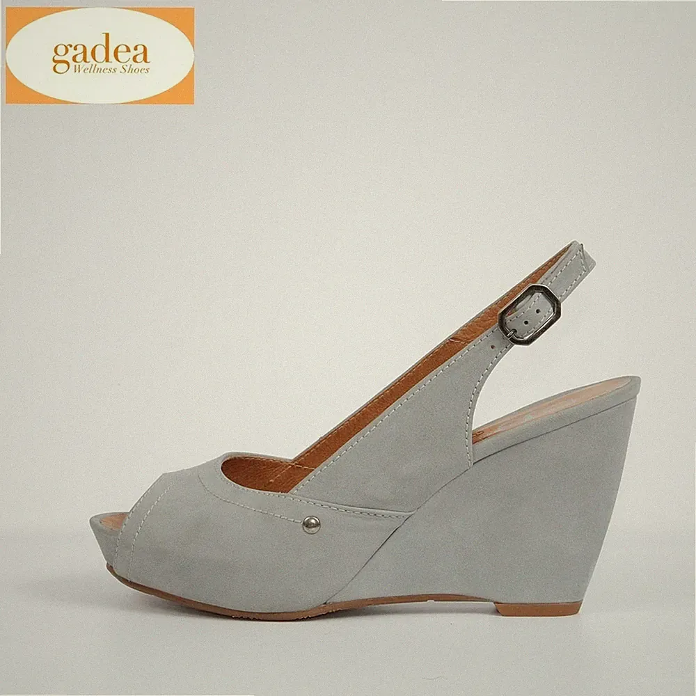 Gadea Damen Pumps High Heels Sandalen Grau Leder Neu 36 37 39 Schuhe
