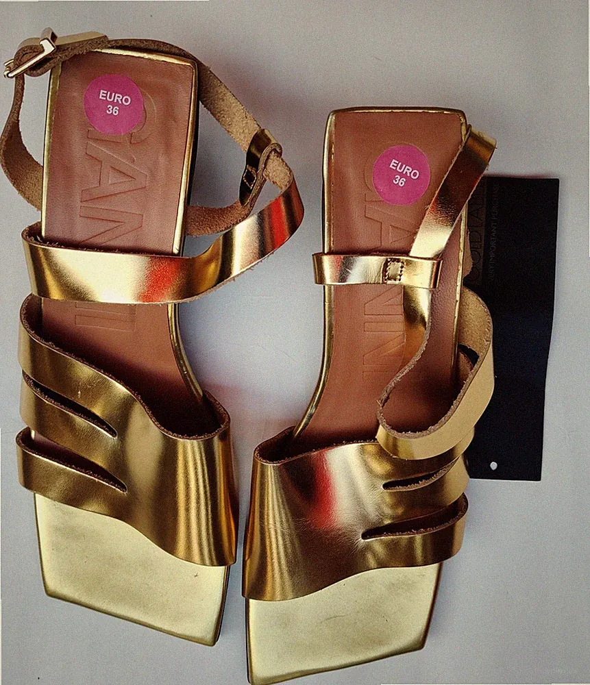 GANNI Damen Sandalen Mit Absatz Gold EUR Gr. 36 Neu!!