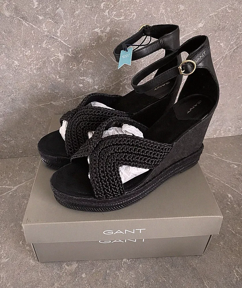 GANT Damen Keilsandaletten Schwarz Gr. 41 - Neu mit Karton