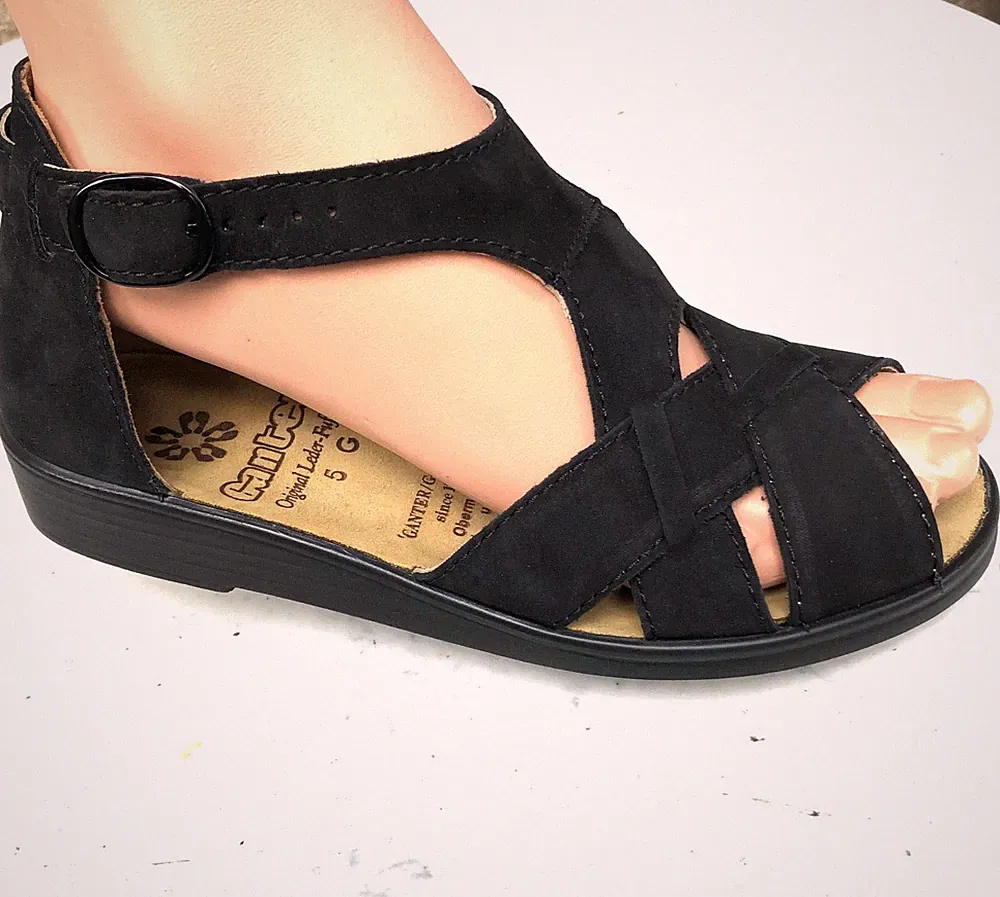 Ganter Sandalette Sonnica 5-G (normal) Gr.38 Schwarz Nubuk Leder Sandale Fußbett