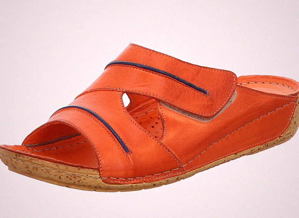 Gemini Damen Pantolette Klettverschluss Keilabsatz Leder 336054-02