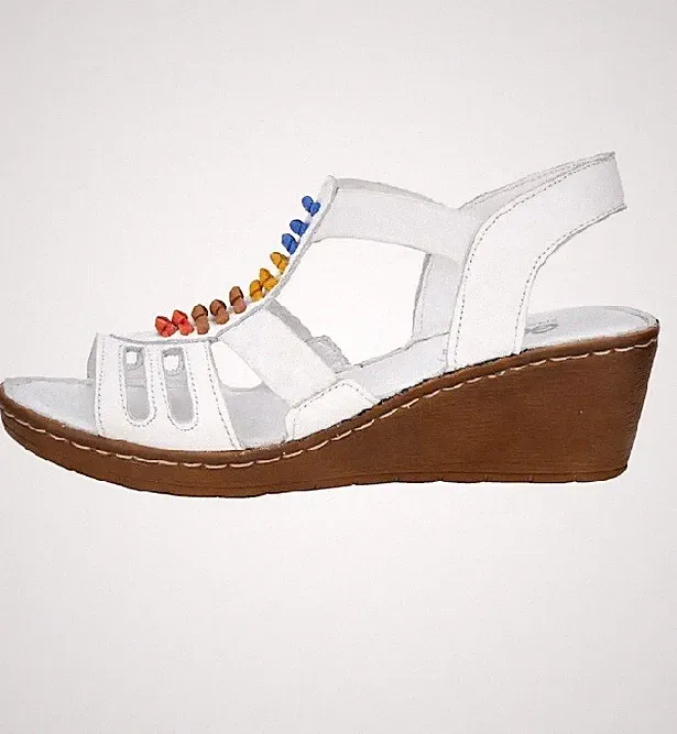 Gemini Keilsandale Sandale Sandalette Damenschuhe Leder weiß 40 6,5