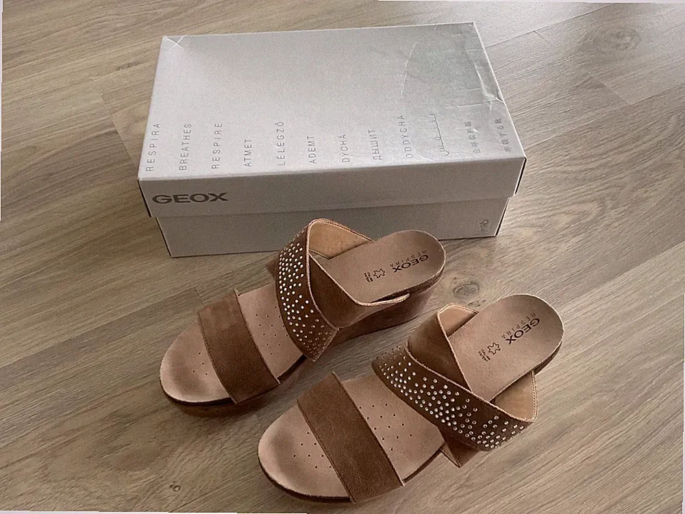 Geox Damen Plateau Sandalen Keilabsatz Pantoletten Echt Leder Gr: 41