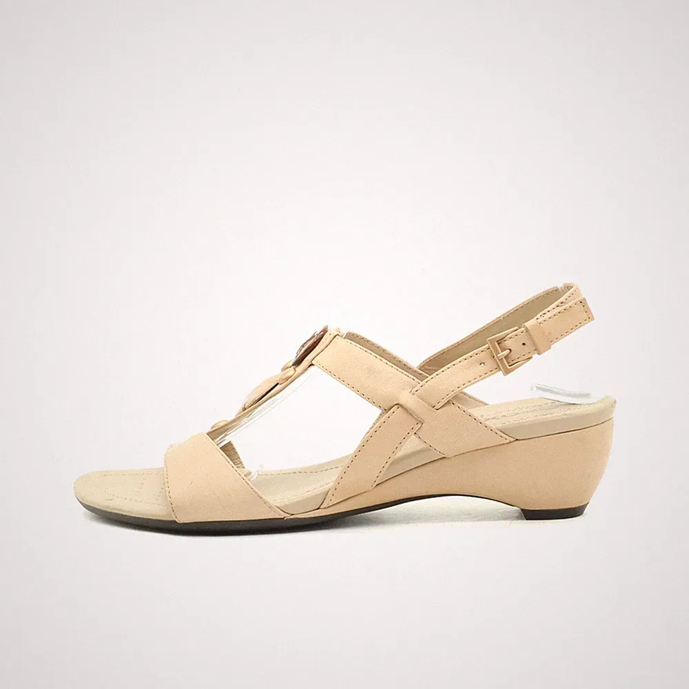 Geox Damen Sandalen EU 38 D0107B Beige Leder Atmungsaktiv Patent Slingback