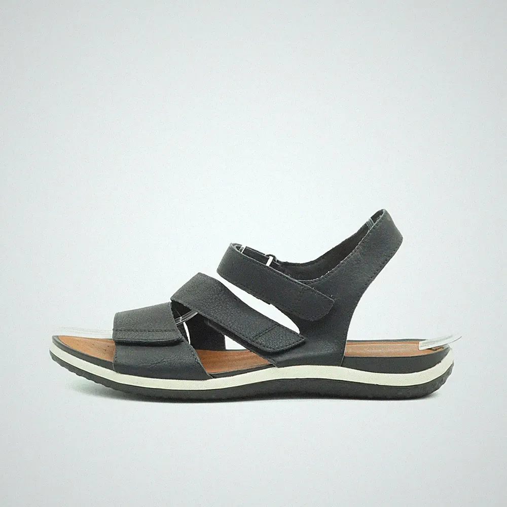 Geox Damen Sandalen EU 39 D35R6A Schwarz Leder Klettverschluss