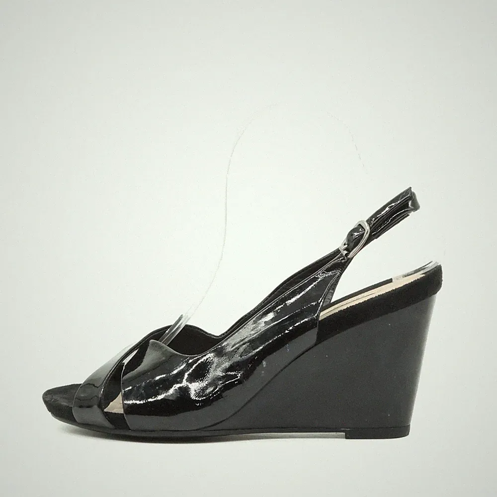Geox Damen Sandalen EU 40 D01N7H Schwarz Lackleder Respira Keilsandalen