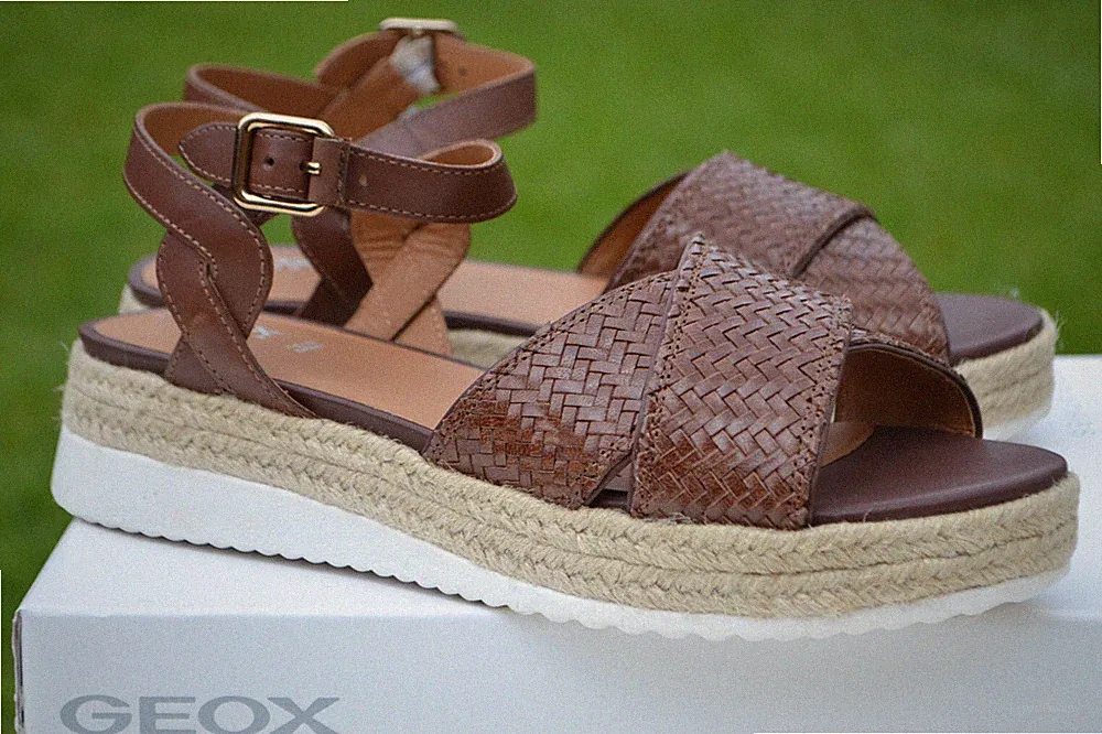 Geox Damen Sandalen Neu mit Karton D EOLIE D35SRA Braun Leder UK 5,5 / EU 38,5 UVP 93£