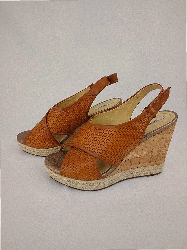 GEOX Donna Janira C Damen Sandalen Keilabsatz Sommer Gr.37,5 Braun