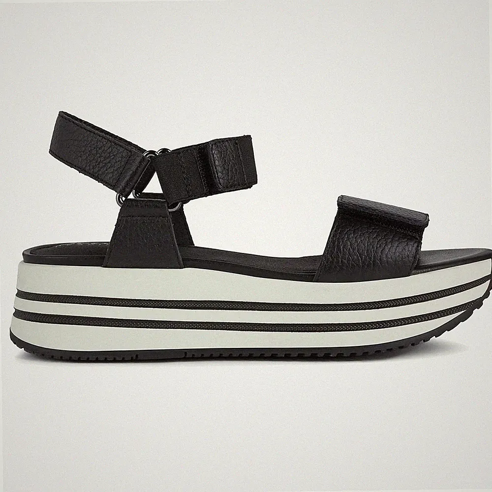 Geox Kency Damen Freizeit Mode Plateau Sommer Strand Sandalen schwarz