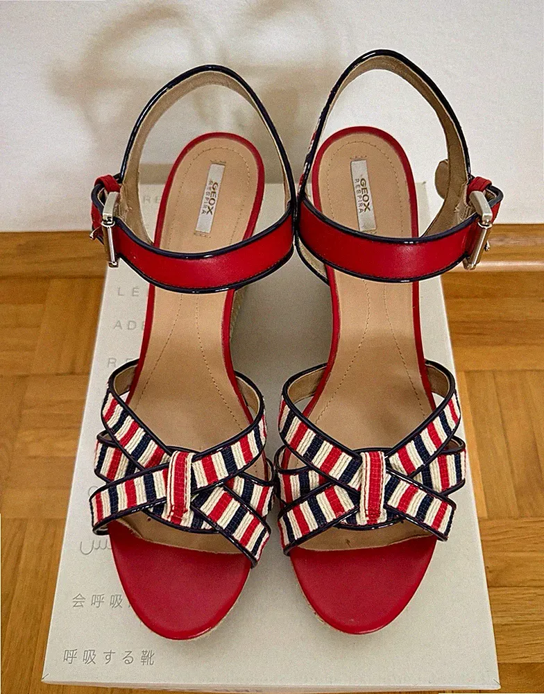 Geox Respira D SOLEIL B Damen Espadrille-Sandalen Keilabsatz 40 gestreift