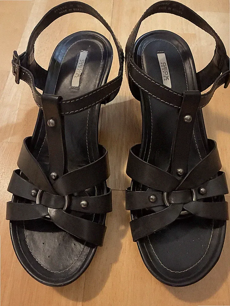 GEOX respira Sandale,, Leder , Schwarz, Gr. 38
