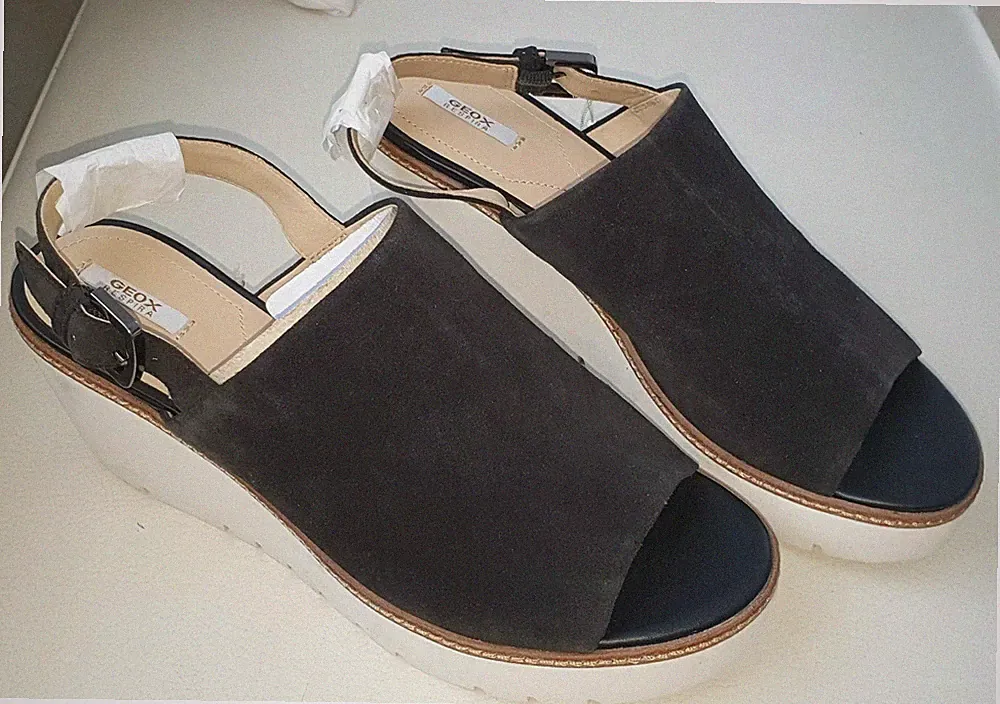 GEOX RESPIRA Sandalette Sandallen Keilabsatz Gr. 40 Neu Echtleder