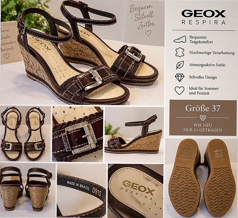 Geox Respira Sandaletten Gr. 37 Keilabsatz Braun wie neu