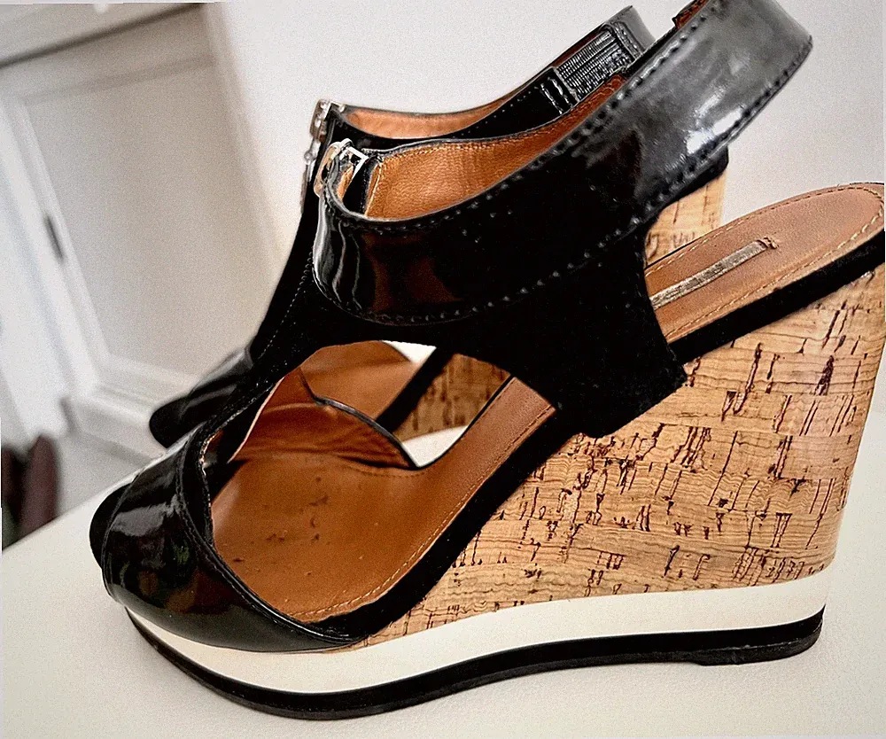 GEOX Respira Wedges Plateau Damen Sandalen Gr.37,5 Lackleder Keilabsatz Top 💕