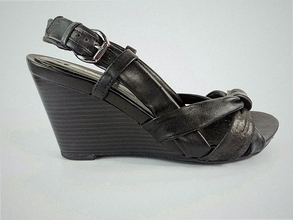 Geox Sandalen schwarz Leder Keilabsatz UK 5 EU 38