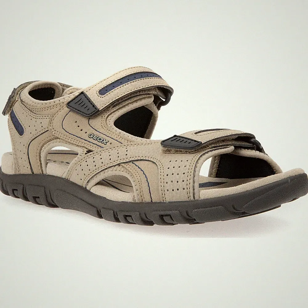 Geox UOMO SANDALE STRADA Herren Sand/Navy Flip Flops