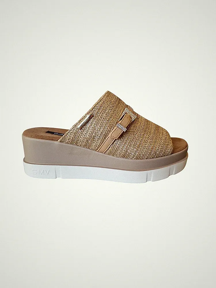 Gianmarco Venturi beige Hausschuhe mit Keilabsatz