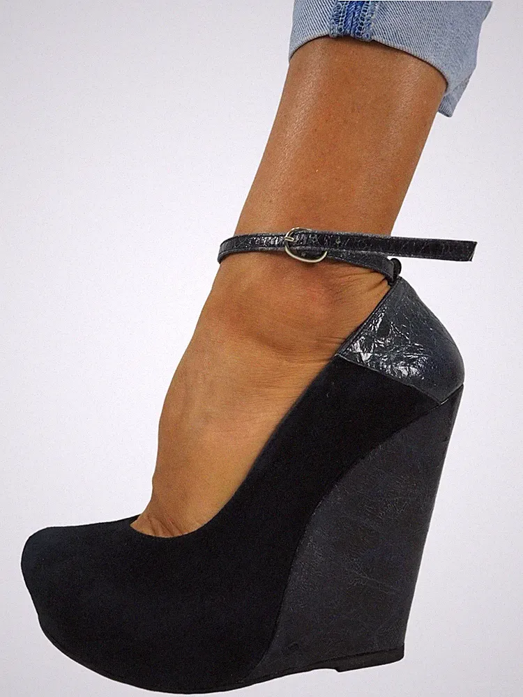 GIANRICO MORI DAMEN ECHT LEDER KEIL WEDGES PLATEAU SANDALEN PUMPS BLAU 38