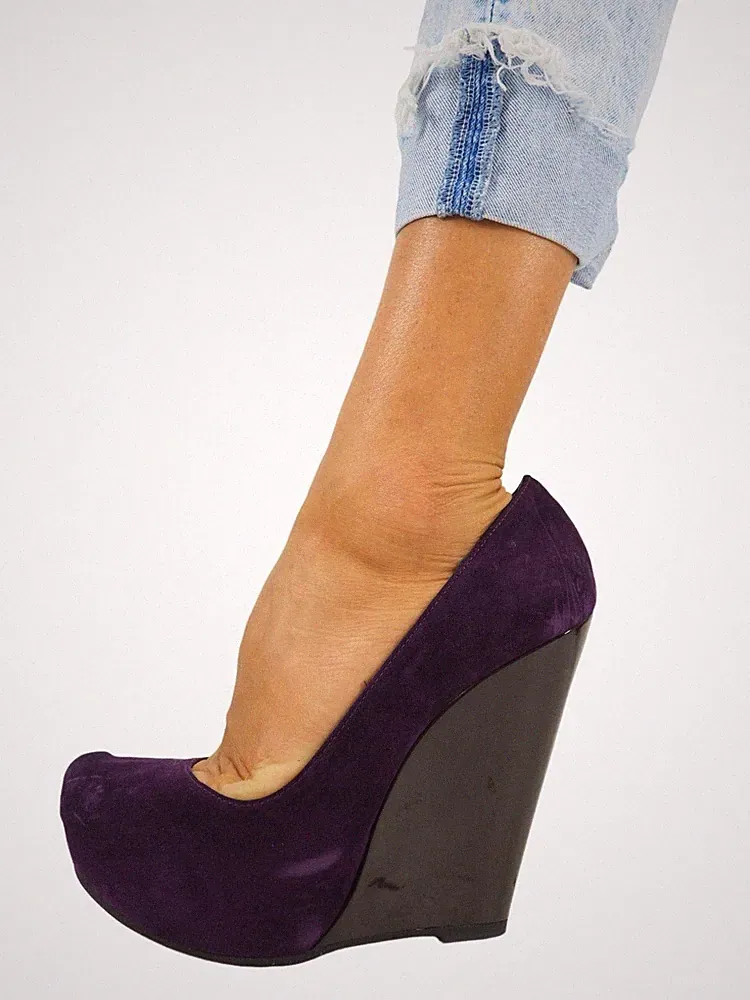 GIANRICO MORI DAMEN LEDER STILETTO KEIL WEDGES PLATEAU SANDALEN PUMPS LILA 40