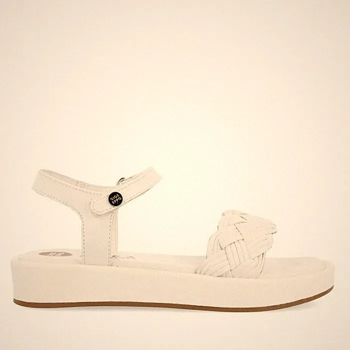 Gioseppo Mädchen Sandalen Leder weiß mit Keilabsatz elegant Riss Mädchen