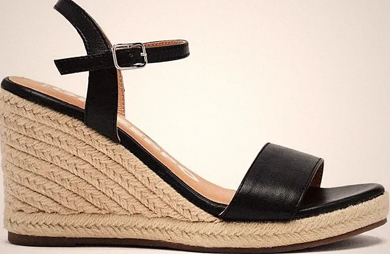 Gioseppo ZHEPE Damen Schwarz Sandalen Keilabsatz Leder Jute (71700-P-Black)