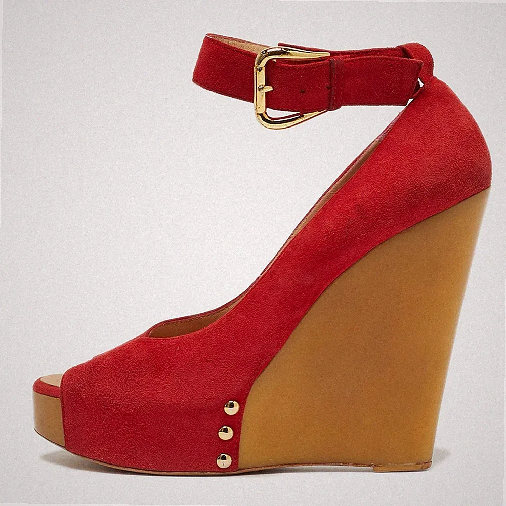 Giuseppe Zanotti Pumps Größe 37,5 rot Wildleder Keilabsatz