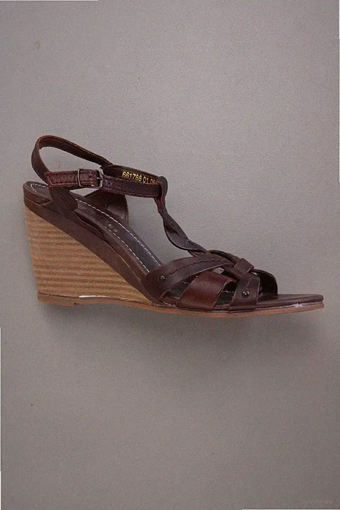 ⭐ Görtz Schuhe Sandaletten mit Keilabsatz für Damen Gr. 38 braun aus Leder ⭐