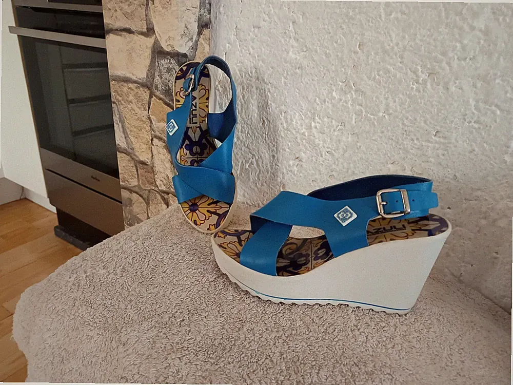 Gr. 37 Keilabsatz 9 cm Damen Schuhe Damenschuhe Halbschuhe Sandalen