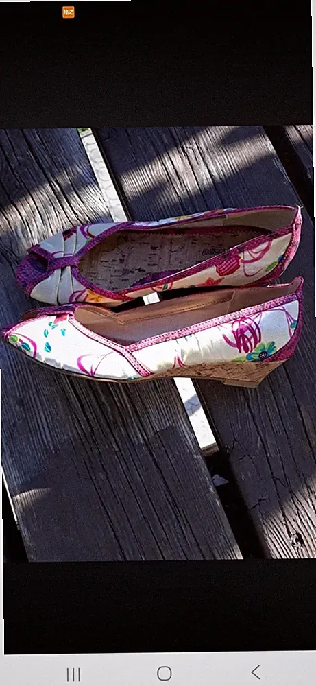 Graceland Damen Pumps Keilabsatz Peep Toe Blumenmuster mehrfarbig Schleife 39
