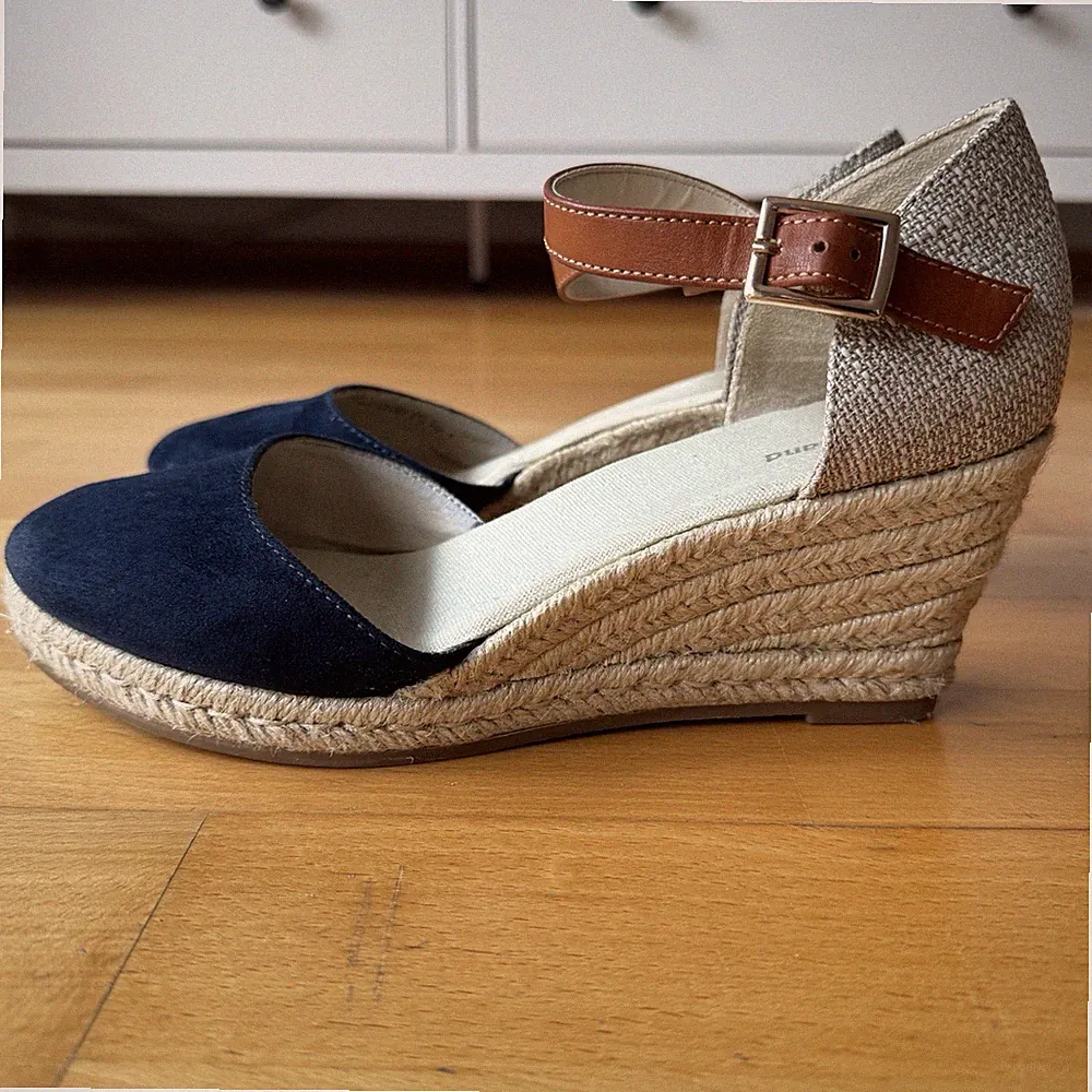 Graceland (Deichmann) Damen Keilsandaletten / Espadrilles – Blau/Beige – Gr. 39