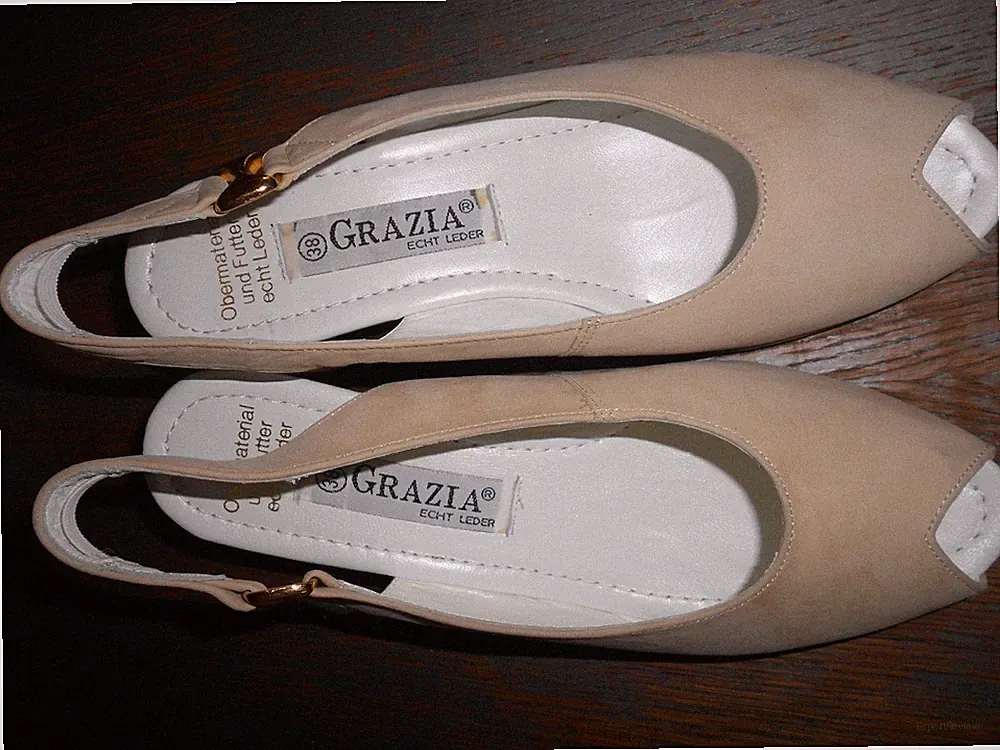 Grazia Keilabsatzsandale beige / gold - Gr.38 - Echt LEDER - nur 1 x getragen !!
