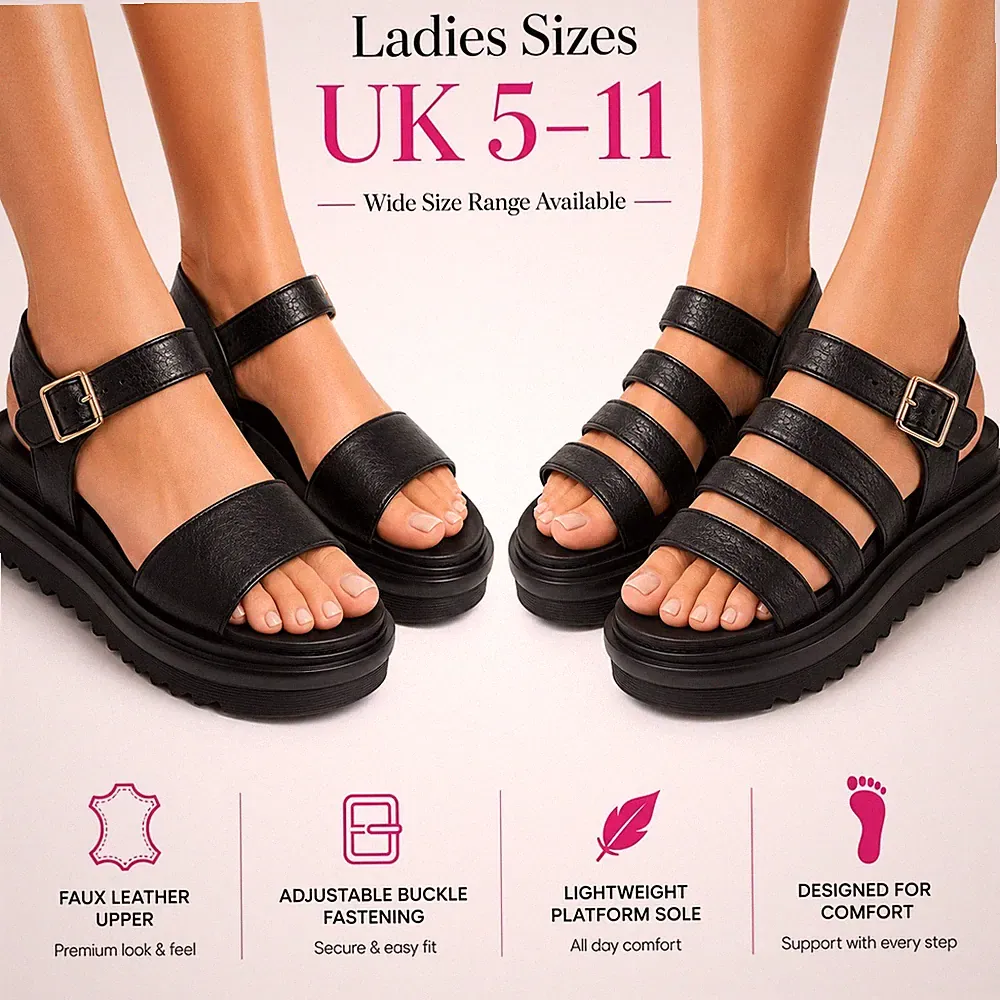 Grobe Damen-Gladiator-Sandalen große Größen 5-11 Plateau Sommerschuhe