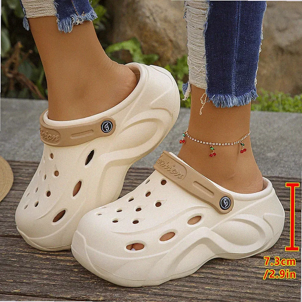 Grobe Plateau Clogs Sandalen Damen 2024 Sommer weicher dicker Boden Strand Garten S
