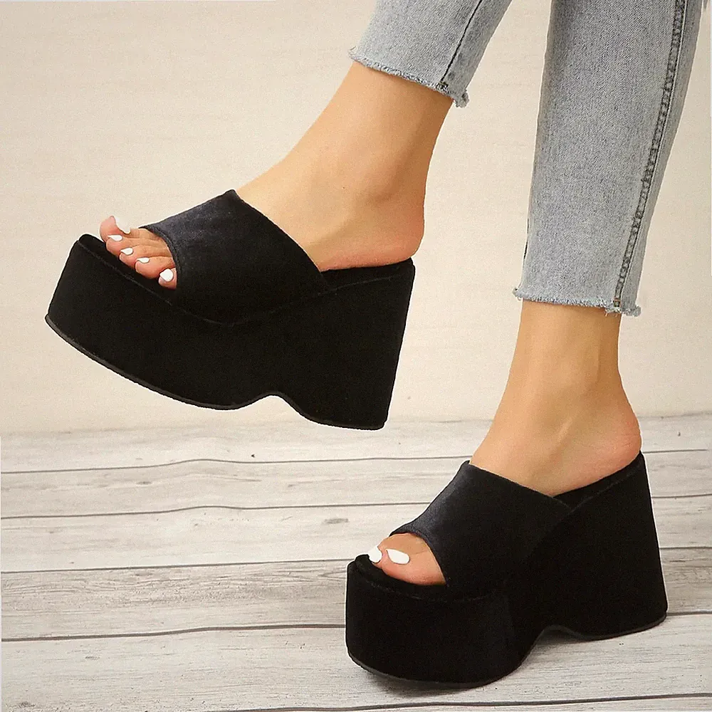 Grobe Plateau Sommer Sandalen dicker Boden Keilabsatz Slipper Mode Schuhe