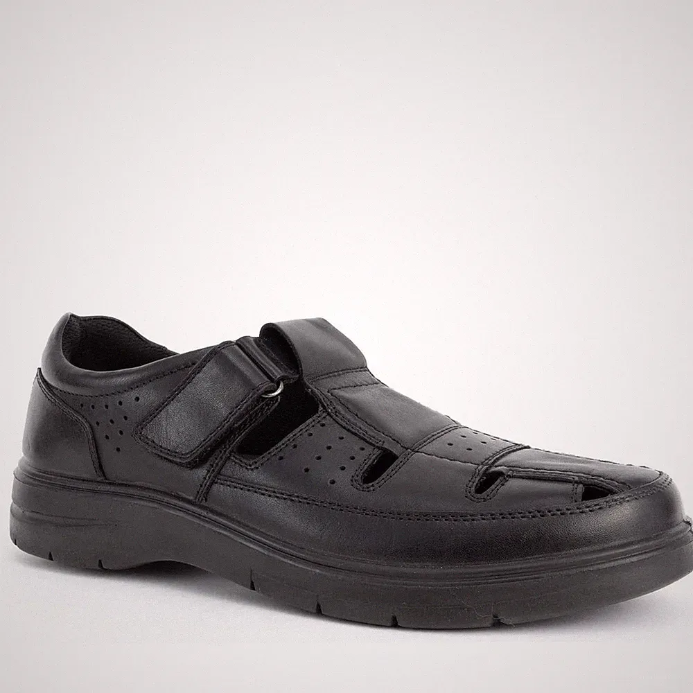 Grüner Schuhe Munich Herren Schwarze Keilabsatz Ledersandalen GRU3930-25105