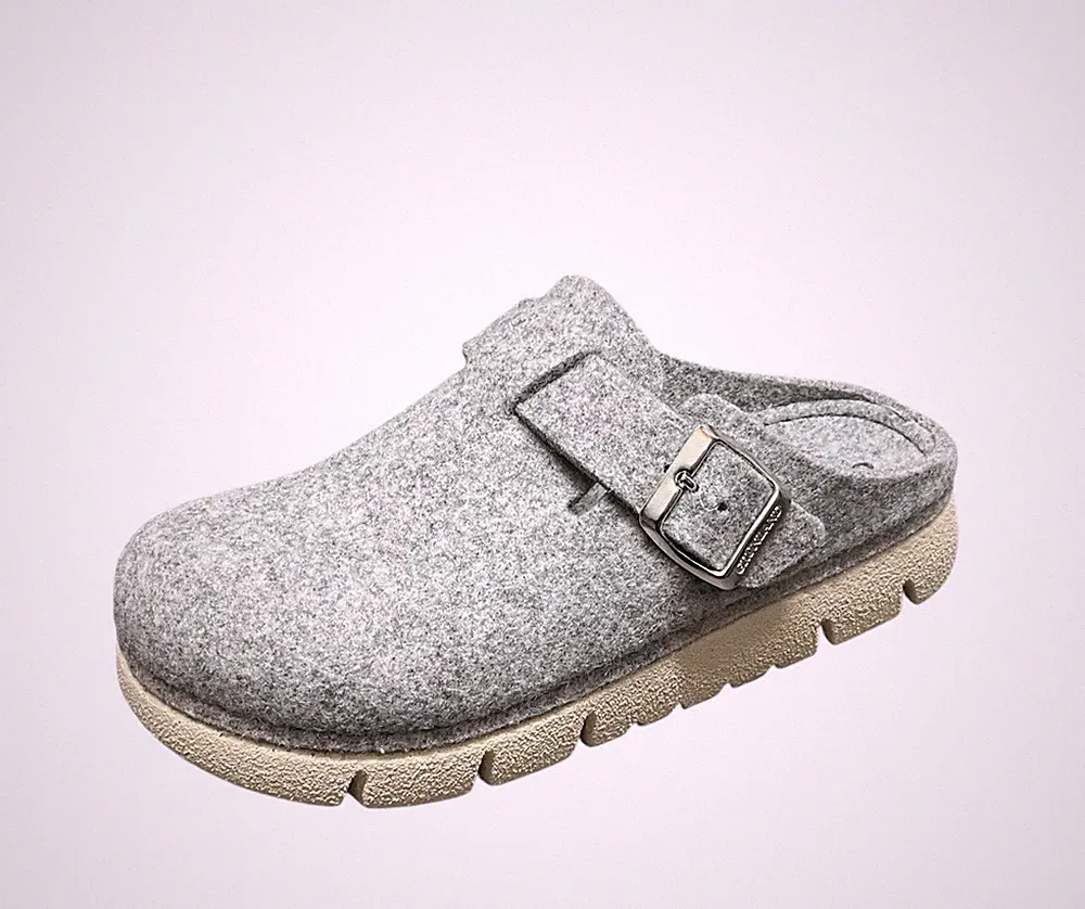 Grunland HATE CI1459 Sandalen Pantoletten Schurwolle grau Keilabsatz 4 cm