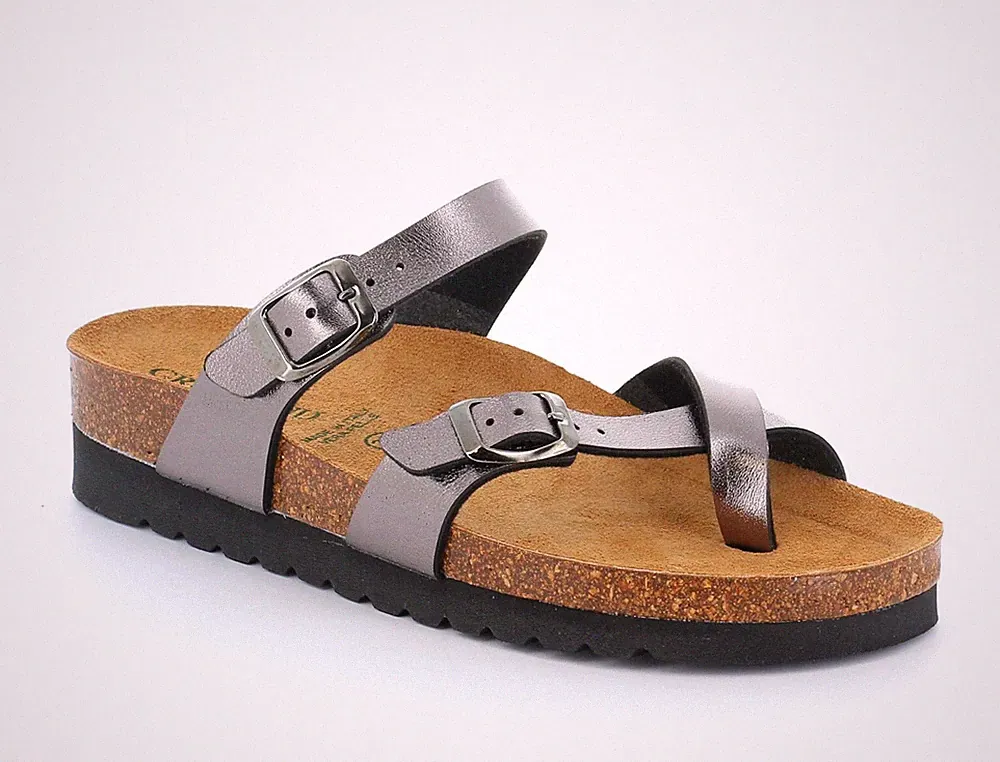 Grunland Hola CB2438-11 Pantoletten Sandalen Zehentrenner Anthrazit Keilabsatz 4 cm SALE