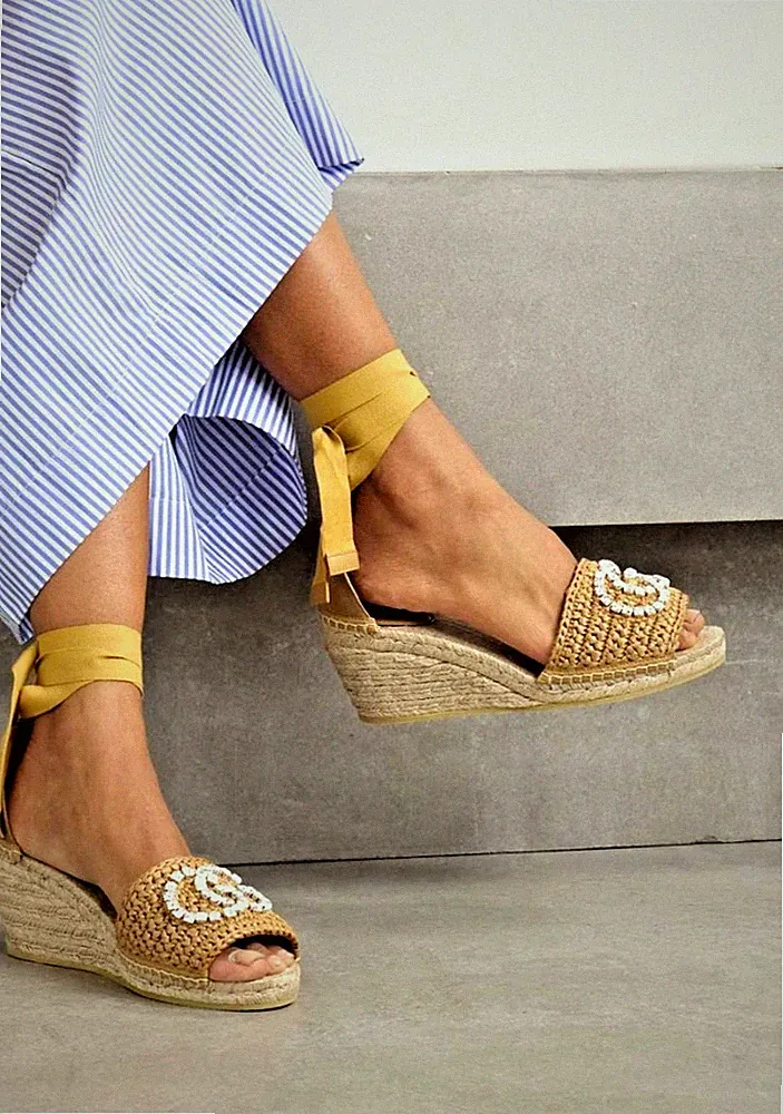Gucci Marmont Double GG Espadrilles Plateau Crystal Ribbon UK 4 US 7 37 17623E