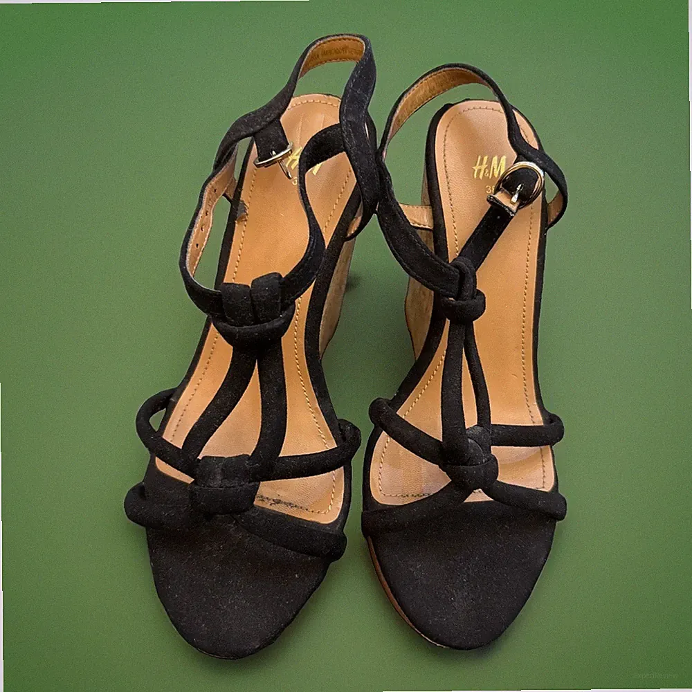 H&M Keilsandaletten Gr. 38 – Schwarz – 11 cm Keilabsatz – Sommer Sandalen