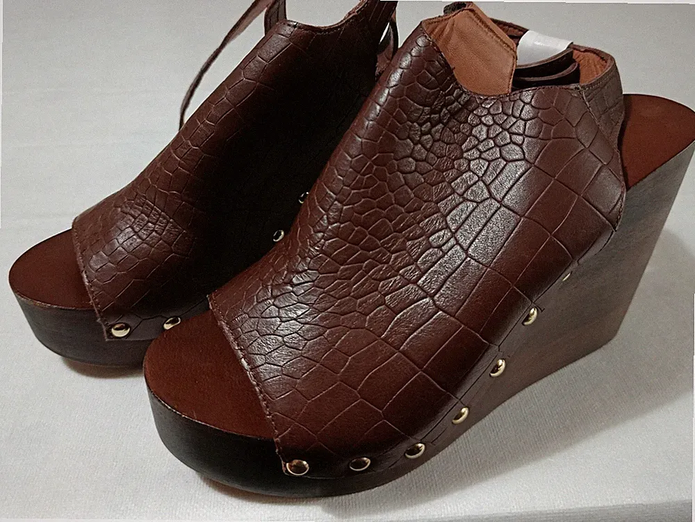 H&M Sommer Damenschuhe Plateau Sandaletten Keilabsatz Gr.: 39 Echtes Leder Neu