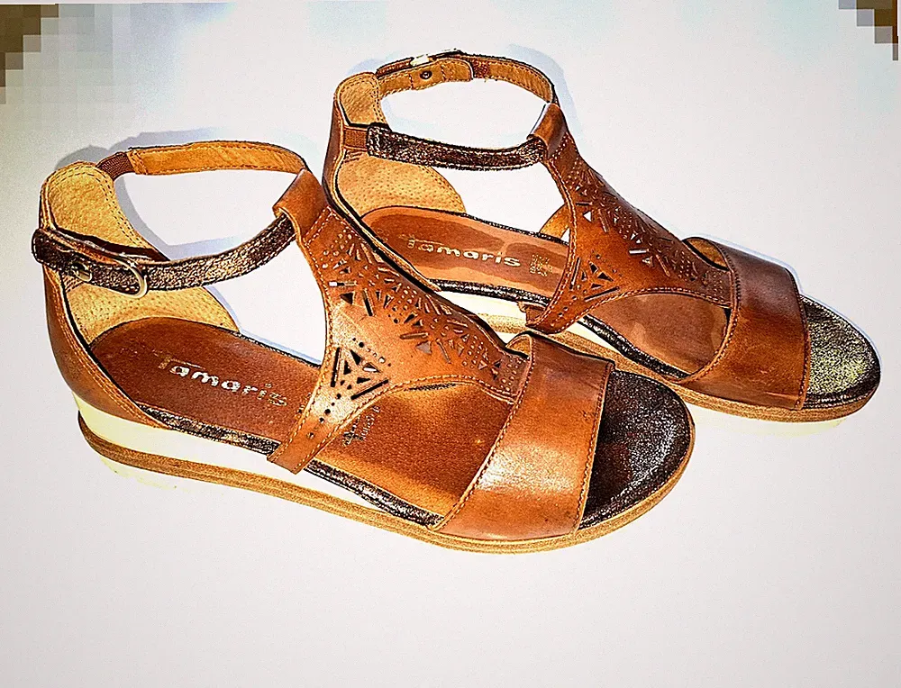 Hammer - Sandaletten - Orig. Tamaris - 38 - Echtleder - Braun - TOP Zustand !!!