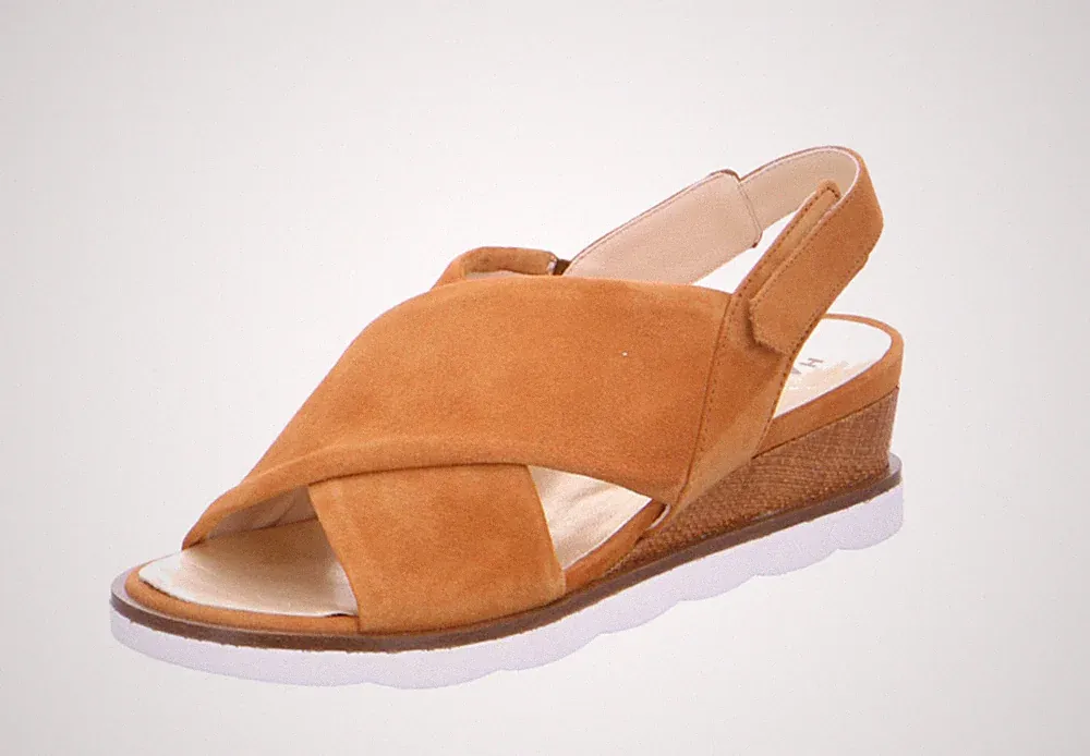 Hassia Wildleder Beige Sandalen UK 7,5 Premium Comfort Keilabsatz Leder Schuhe EU 41