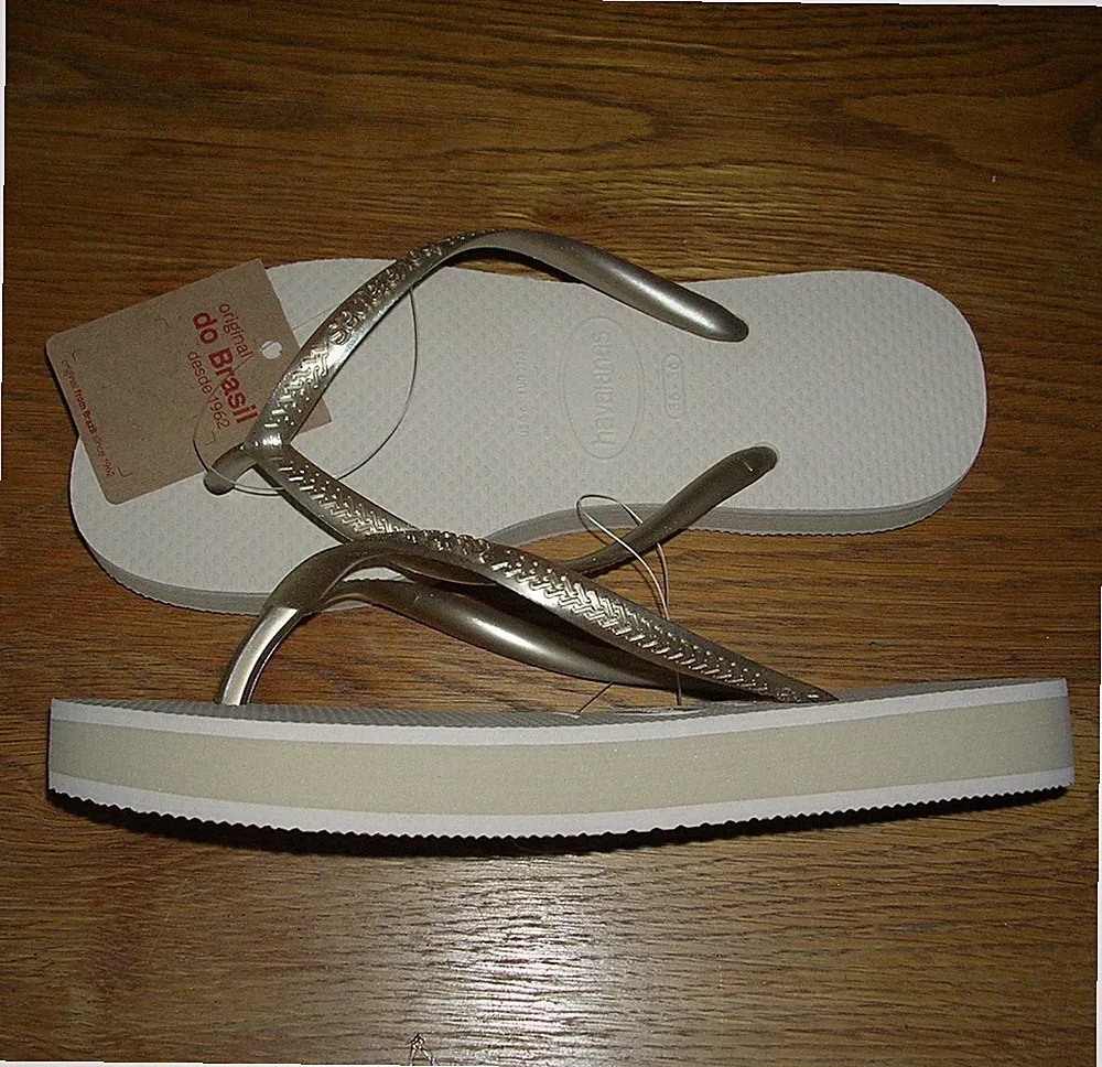 Havaianas Neu Damen Beige Plateau Flip Flops Slipper Schuhe UK 3 EUR 35 NEU