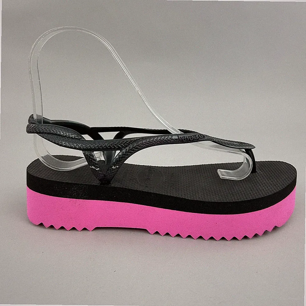 Havaianas Sandalen schwarz Keilabsatz Slipper Urlaub Sommer Plateau Luna Gr.37-38 UK5