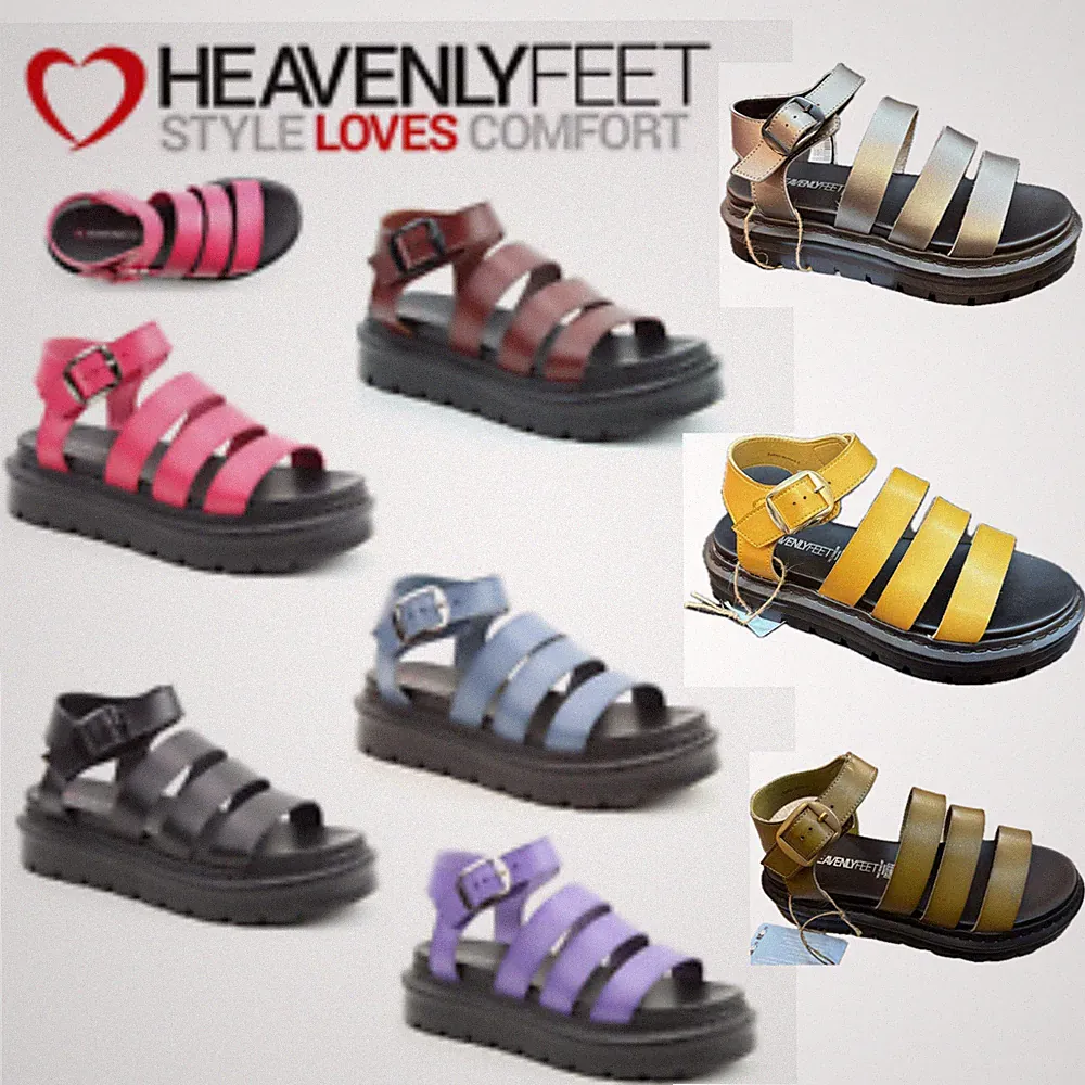 HEAVENLY FEET SAFFRAN DAMEN SANDALEN NEU PLATEAU SUPER LEICHTE SOHLEN VEGAN