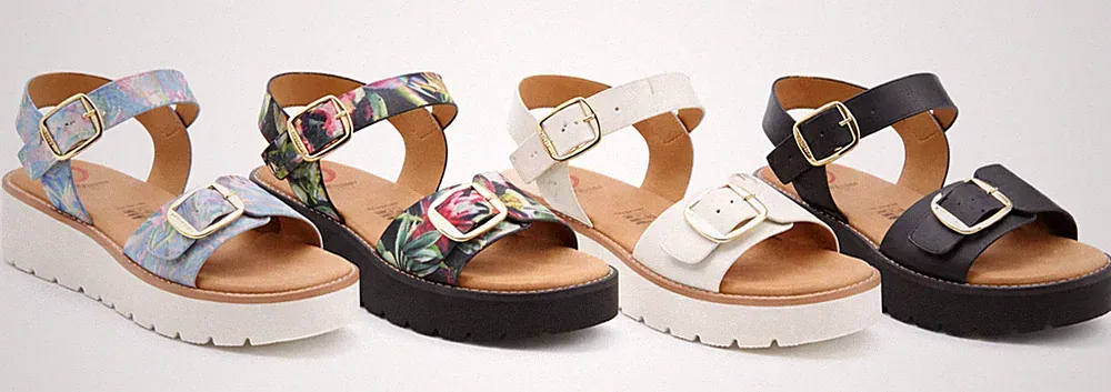 Heavenly Feet Sonja Plateau Sandalen mit Schnalle Litsole gepolstertes Fußbett