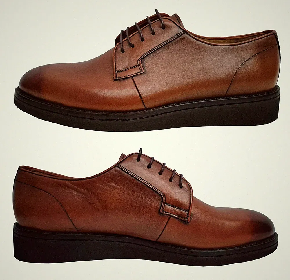 Herren Leder Schuhe für jeden Anlass Keilabsatz Gr.44 Tobacco